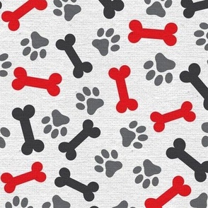 Dog Bone and Paw Pattern Boys Red and Black-01