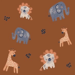 Jumbo Safari Animals Kids and Babies Ochre