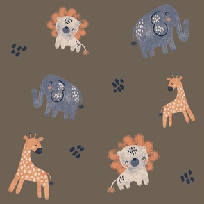 Jumbo Safari Animals Kids and Babies Pastel Danish Taupe 