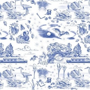 Narrowboat Toile Blue and White