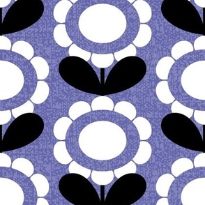 Periwinkle Oval Scallop Flowers with Texture // Black and White // V1 // 500 DPI