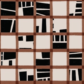 Light Brown and Black - Playful Checks  | medium scale ©designsbyroochita