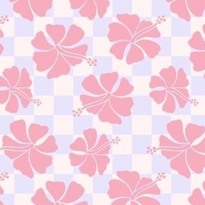 Summer Pastel Floral Checkerboard 