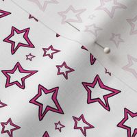 Hot Pink Stars on White