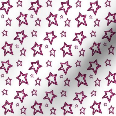 Hot Pink Stars on White