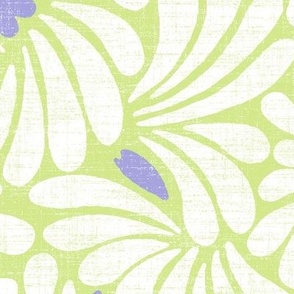 large splash on honeydew ground with a dash of lilac on linen