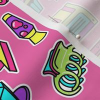 Y2K Stickers on Pink Small