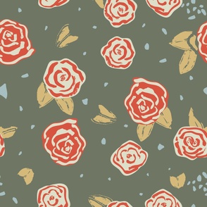 Cottage Core - Rose Scatter - Large Scale.