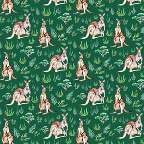 Mama Pockets Kangaroo Pattern - Green Background