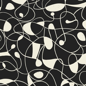 Pilar Abstract Modern Line Art (White on Black) - Large 