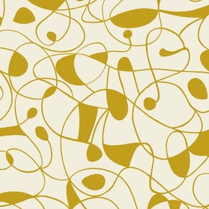 Pilar Abstract Modern Line Art (Yellow Gold on White) - Large 