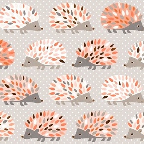 Hedgehog polkadot in coral and apricot - large