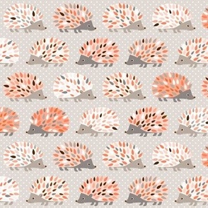 Hedgehog polkadot in coral and apricot - small