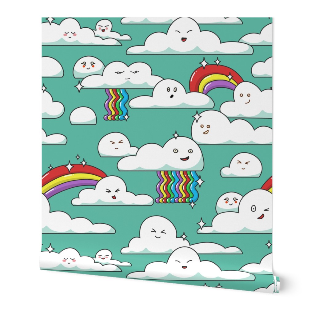 kawaii clouds and rainbows