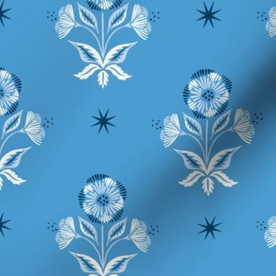 floral star/azure background