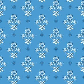 floral star/azure background
