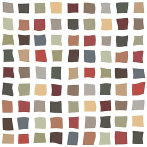 earthy crooked squares on white - squares fabric