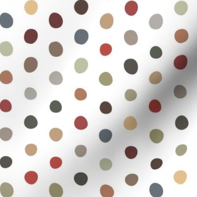 earthy crooked dots on white - dots fabric