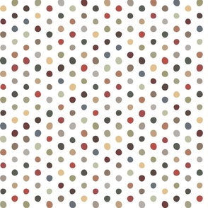 earthy crooked dots on white - dots fabric