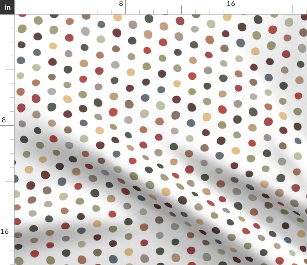 earthy crooked dots on white - dots fabric