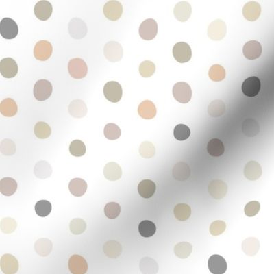 neutral crooked dots on white - dots fabric and wallpaper