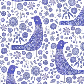 Nordic Bird Blue and White Jumbo