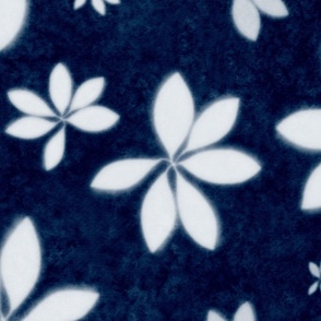 shibori indigo lilium leaves - white leaves on indigo blue - shibori fabric