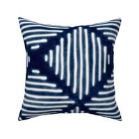 shibori indigo lozenges - white lines over indigo blue - shibori fabric