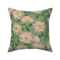 Cottage flowers chrysanthemums – green - medium