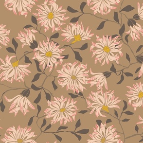 Cottage flowers chrysanthemums – soft brown - medium