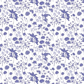 Small Wildflower in Very peri, micro floral print, 