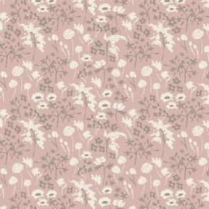 Blush Floral WildFlower patterns, cute girl fabric, 