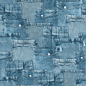 Jeans pockets patchwork pattern