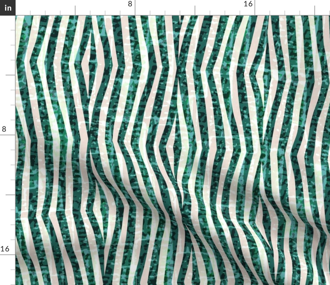 Emerald Green Textured Wavy Pinstripe