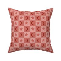 Moon and Stars Checkerboard - Red