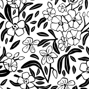 Floral Kisses | Black and White | Large Scale ©designsbyroochita