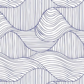 Dunes - Geometric Waves Stripes White Very Peri Periwinkle Regular Scale