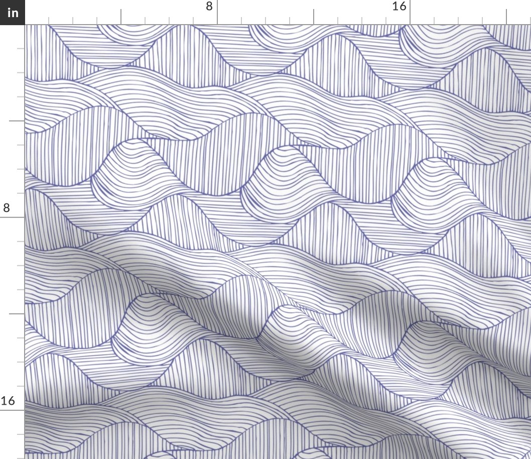 Dunes - Geometric Waves Stripes White Very Peri Periwinkle Regular Scale