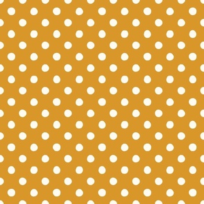 Cottagecore Hand Drawn Polka Dots Mustard and Cream