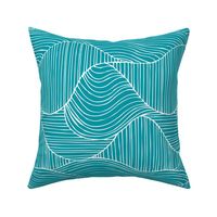 Dunes - Geometric Waves Stripes Teal Large Scale