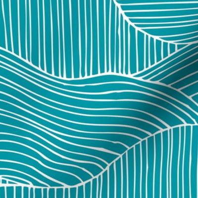 Dunes - Geometric Waves Stripes Teal Large Scale