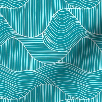 Dunes - Geometric Waves Stripes Teal Regular Scale