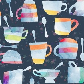 teacups - navy 