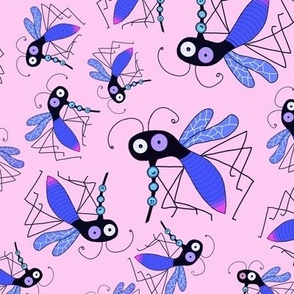 Virus sucking mosquitoes indigo on pink large scale 