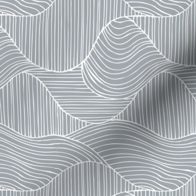 Dunes - Geometric Waves Stripes Grey Regular Scale