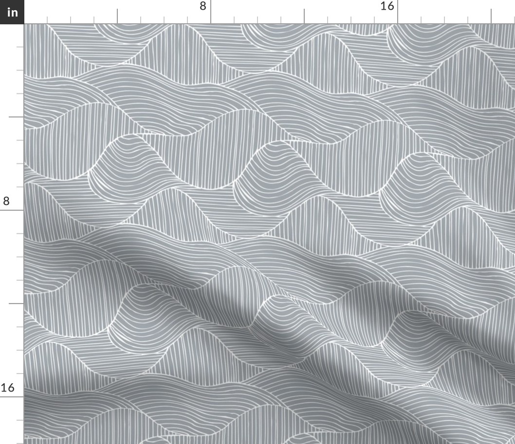 Dunes - Geometric Waves Stripes Grey Regular Scale