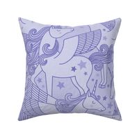 Good Night Unicorns- Large- Periwinkle Purple- Very Peri- Pantone Color of the Year 2022- Girl Unicorn Wallpaper- Magical Baby Girl Nursery-  Unicorn Fabric- Fairy Tale- Alicorn- Pegasus- Unicorn With Wings