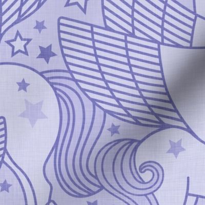Good Night Unicorns- Large- Periwinkle Purple- Very Peri- Pantone Color of the Year 2022- Girl Unicorn Wallpaper- Magical Baby Girl Nursery-  Unicorn Fabric- Fairy Tale- Alicorn- Pegasus- Unicorn With Wings