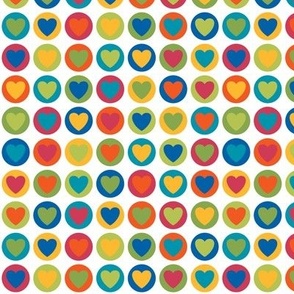 Hearts and Dots (minis on multi-colored on white)