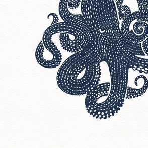 Octopus Block Print on White